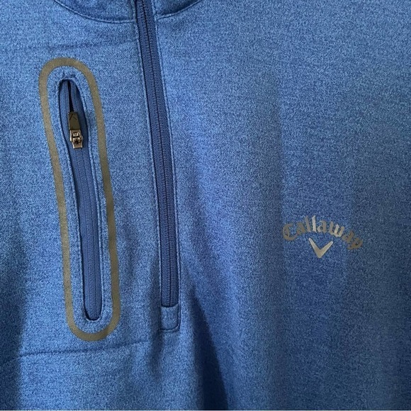 Callaway Men's 1/4 Zip Long Sleeve Fleece Lined Pullover Sweater Size Large Blue - Picture 2 of 5